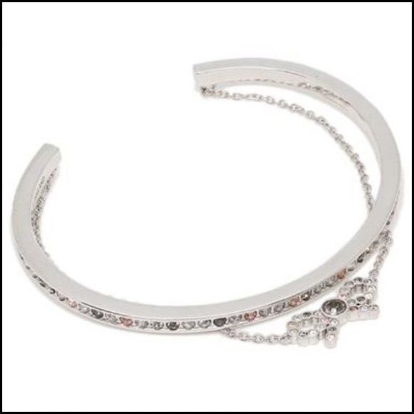 Coach Silver Bow Tie Cuff Bracelet with Chain - Picture 3 of 5